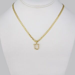 Gold Initial “U” Pendant Necklace